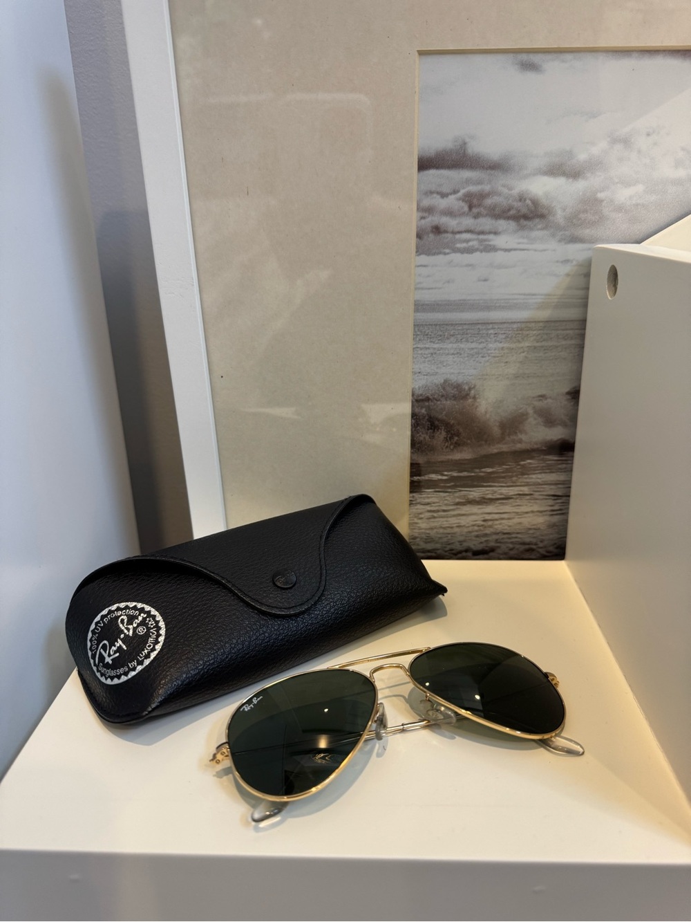 Ray-Ban Men’s Aviator Sunglasses - Gold Frame, Green Lenses